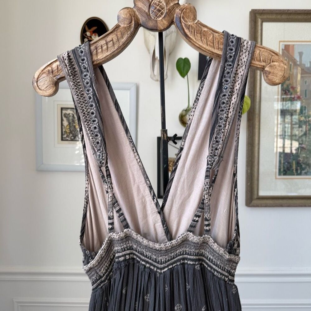 Free People Deep V Boho Jumpsuit Grey $168 S - Picture 7 of 11